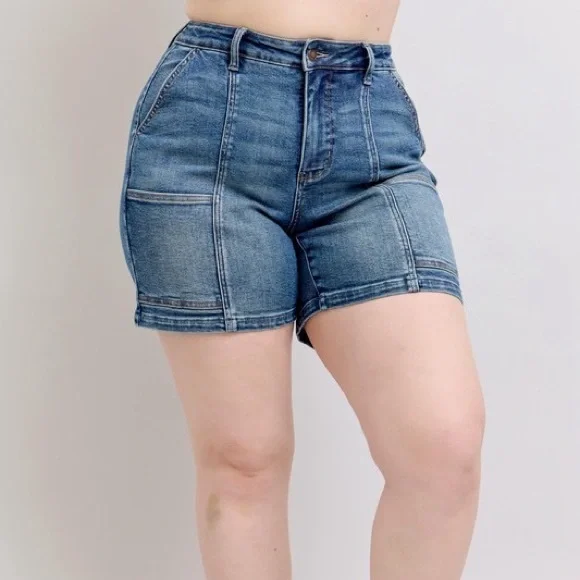 Judy Blue Full Size High Rise Denim Shorts - Picture 6 of 9